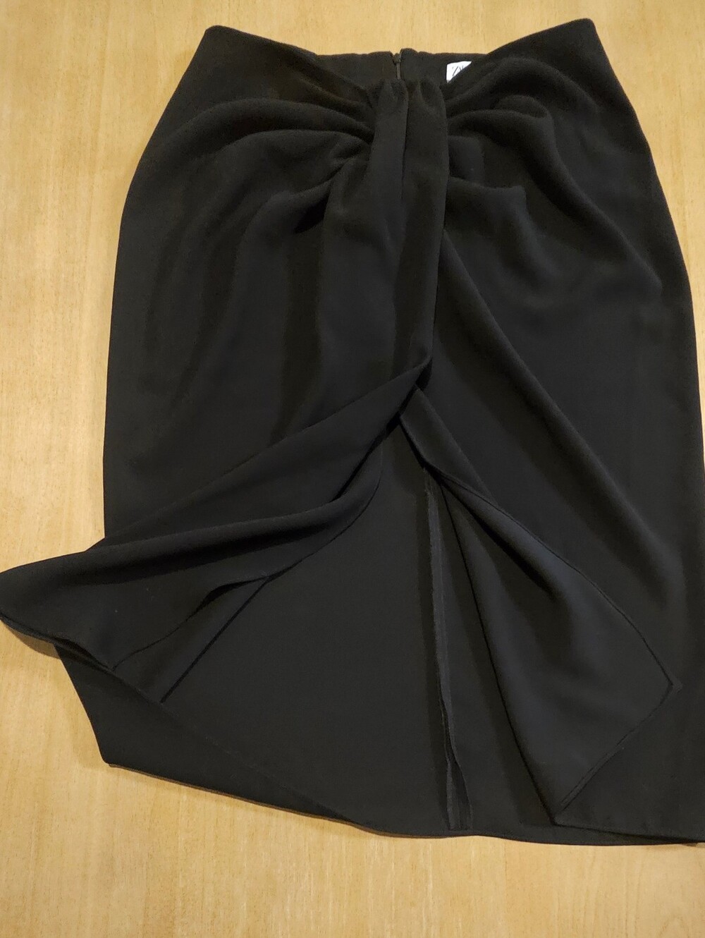 Zara Black Pareo Midi Skirt XL | Draped Knot Front | Resort Coastal Chic - Picture 7 of 10